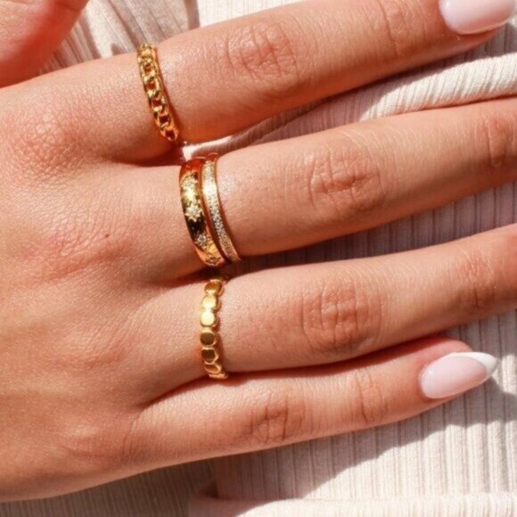 Gold Ring Everyday Non-Tarnish Gold Ring WATERPROOF Jewelry PRETTY Stacking ring - Picture 13 of 14